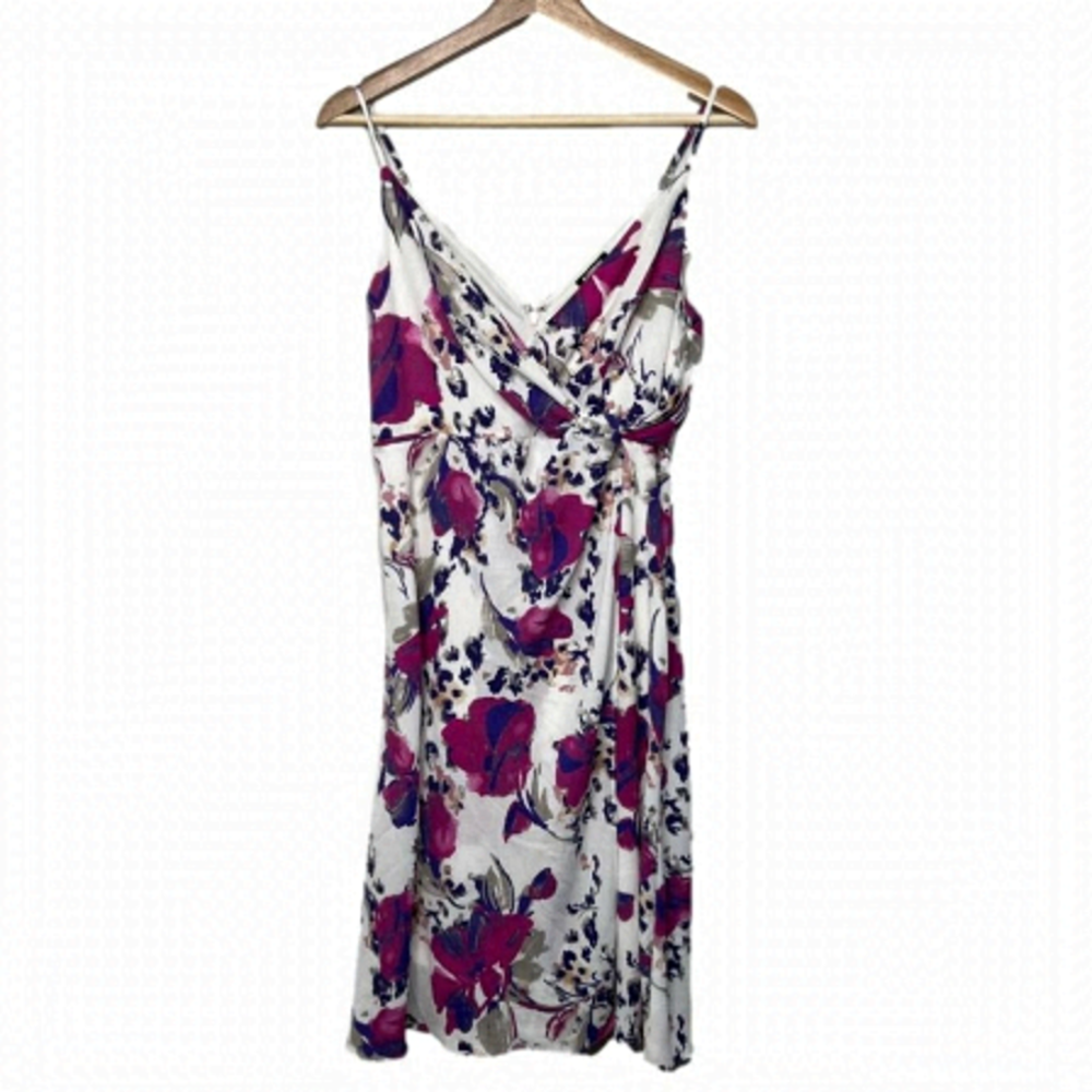 Express Womens Size XS Purple Floral Sundress White Surplice Sleeveless Wedding